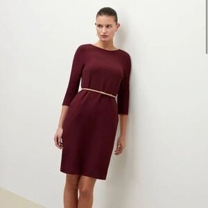 MMLafleur Burgundy Sheath Dress 3/4 Sleeve